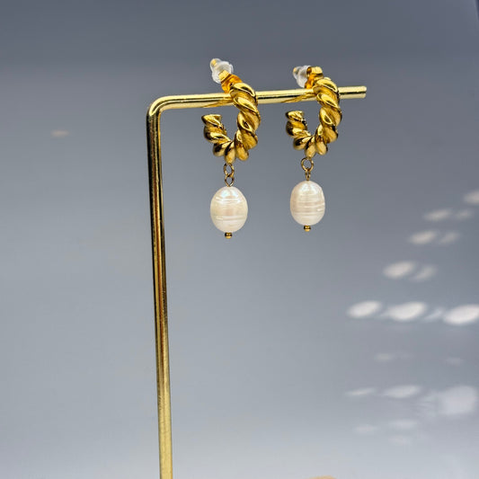 Braided Pearl Drops Earrings – Gold Plated - DEAL OF THE DAY