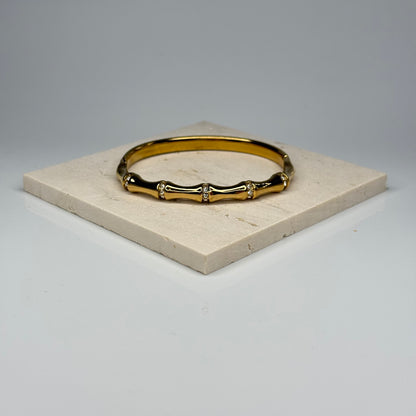 5A+ CZ Bamboo Style Bangle Bracelet - Gold Plated - DEAL OF THE DAY