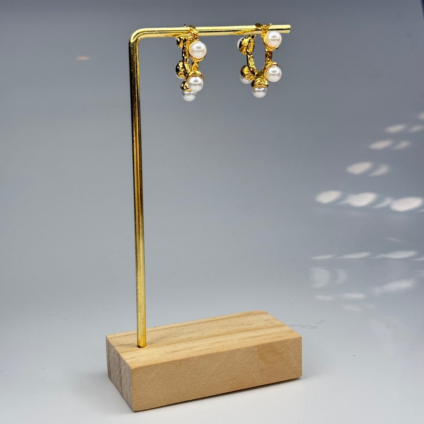 Circular Pearl Cluster Earrings – Gold Plated - DEAL OF THE DAY