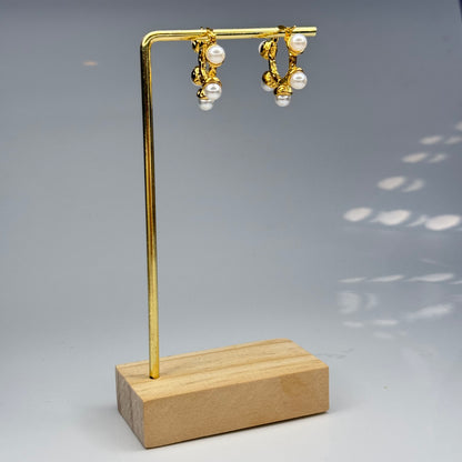 Circular Pearl Cluster Earrings – Gold Plated - DEAL OF THE DAY