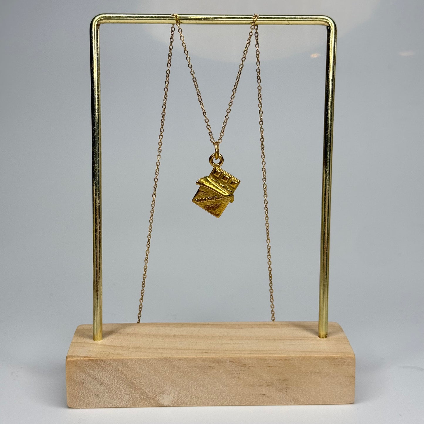 Chocolate Bar Pendant – Gold Plated - DEAL OF THE DAY