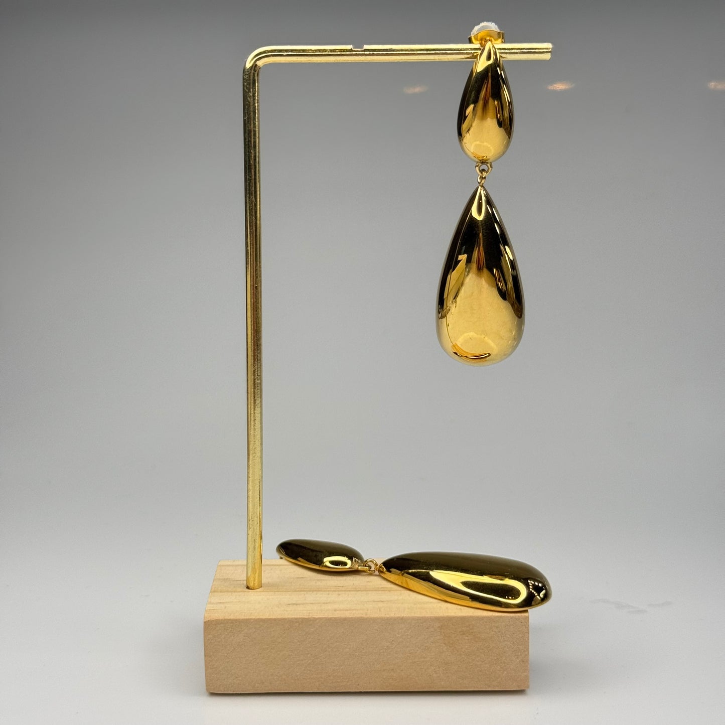 Polished Double Teardrop Statement Earrings - Gold Plated - DEAL OF THE DAY