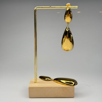 Polished Double Teardrop Statement Earrings - Gold Plated - DEAL OF THE DAY