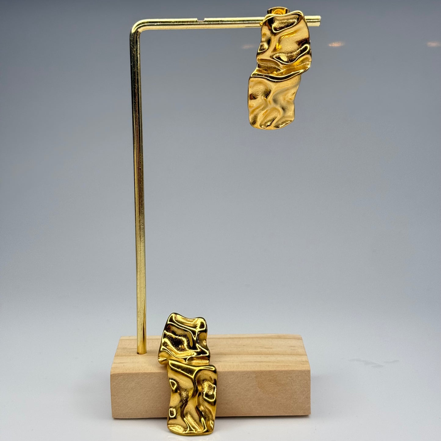 Hammered Liquid Gold Dangle Earrings - Gold Plated - DEAL OF THE DAY