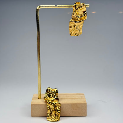 Hammered Liquid Gold Dangle Earrings - Gold Plated - DEAL OF THE DAY