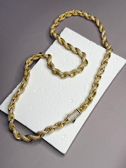 VVS1 Moissanite 8mm Tennis Cuban Rope Style Chain & Bracelet (Set) - DEAL OF THE DAY