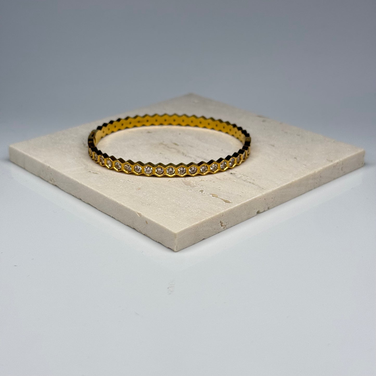 5A+ CZ Hexagon Shape Bangle Bracelet - Gold Plated - DEAL OF THE DAY