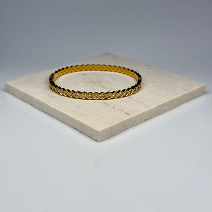 5A+ CZ Hexagon Shape Bangle Bracelet - Gold Plated - DEAL OF THE DAY