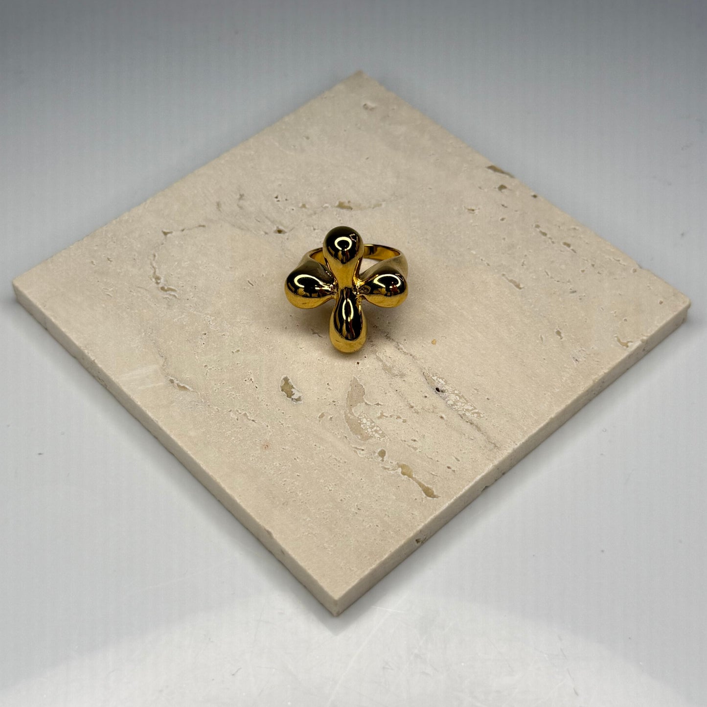 Bold Four-Petal Dome Ring - Gold Plated - DEAL OF THE DAY