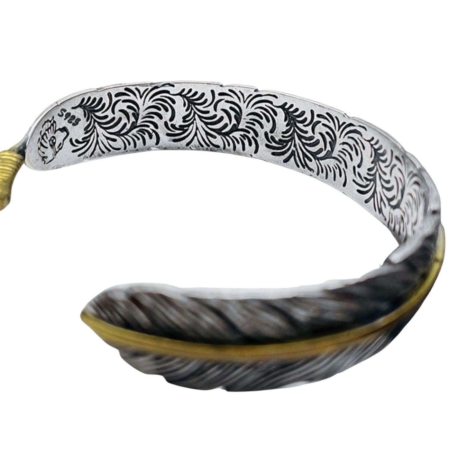 Arabesque Pattern Feather Open Bracelet