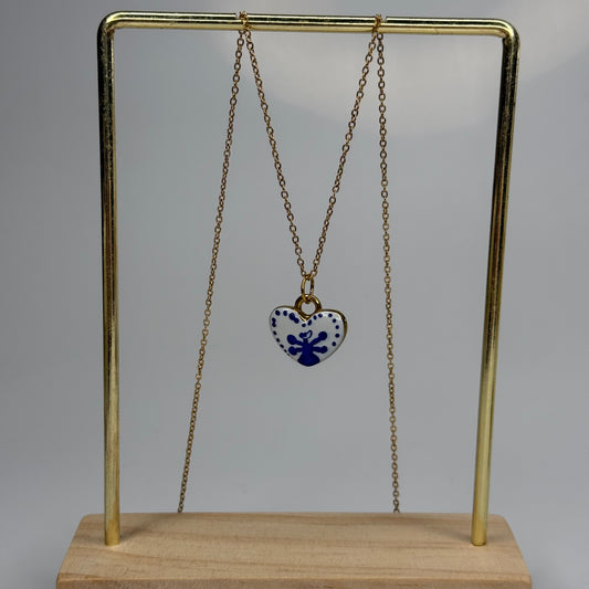 Blue Bow Heart Pendant – Gold Plated - DEAL OF THE DAY