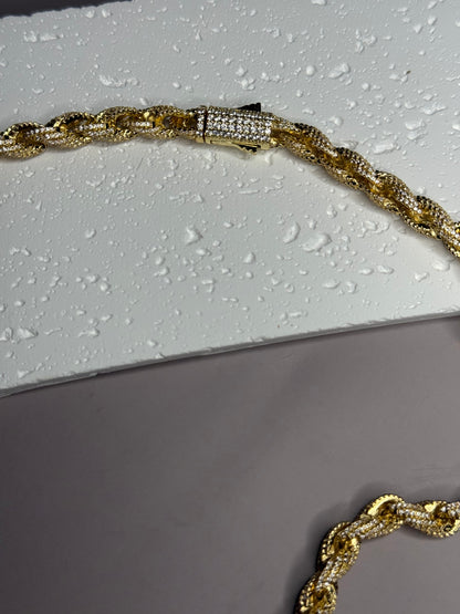 VVS1 Moissanite 8mm Tennis Cuban Rope Style Chain & Bracelet (Set) - DEAL OF THE DAY