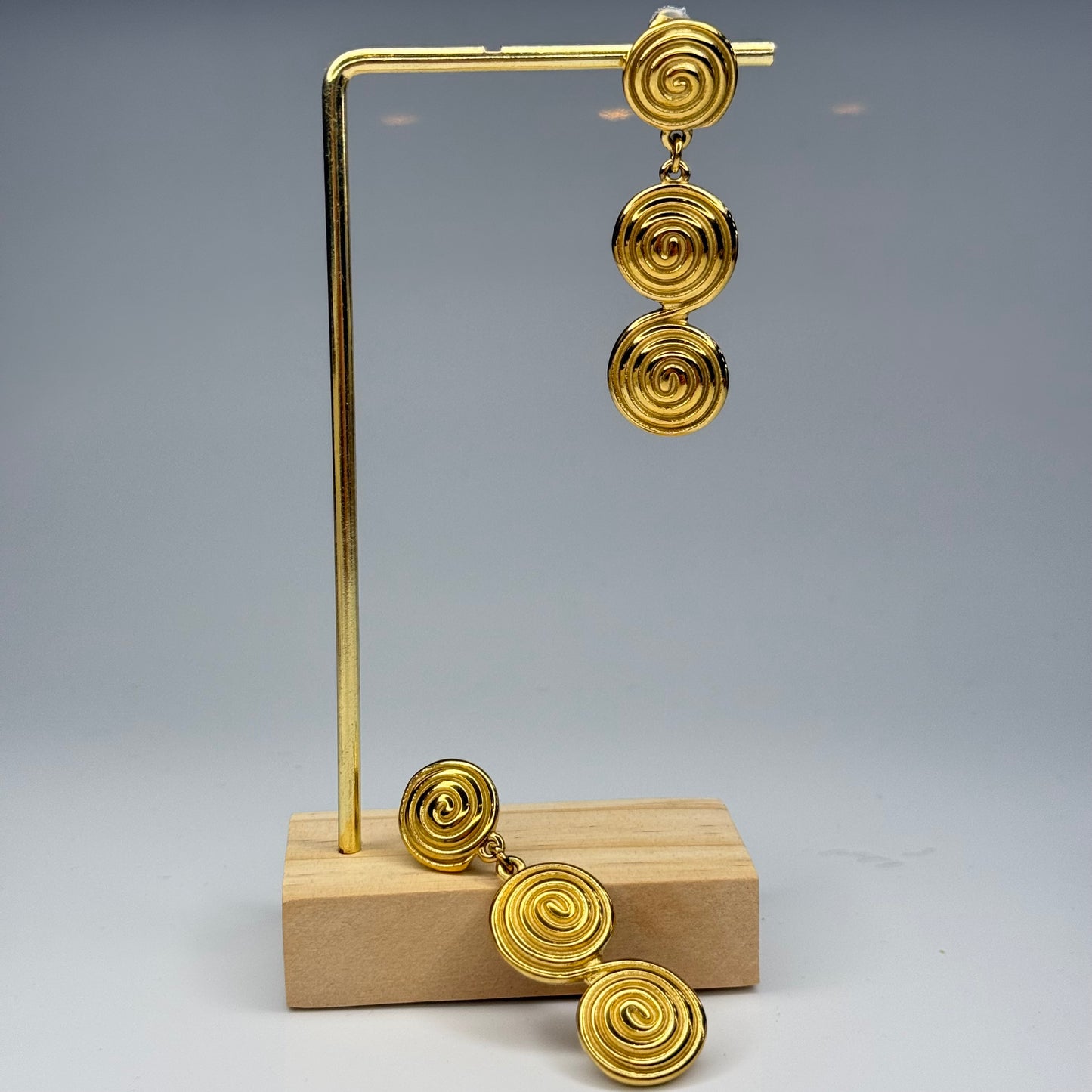 Triple Spiral Charms Earrings – Gold Plated - DEAL OF THE DAY