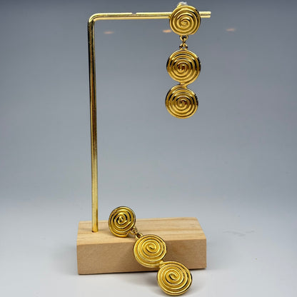 Triple Spiral Charms Earrings – Gold Plated - DEAL OF THE DAY