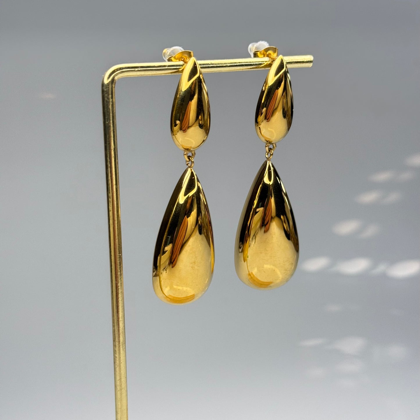 Polished Double Teardrop Statement Earrings - Gold Plated - DEAL OF THE DAY