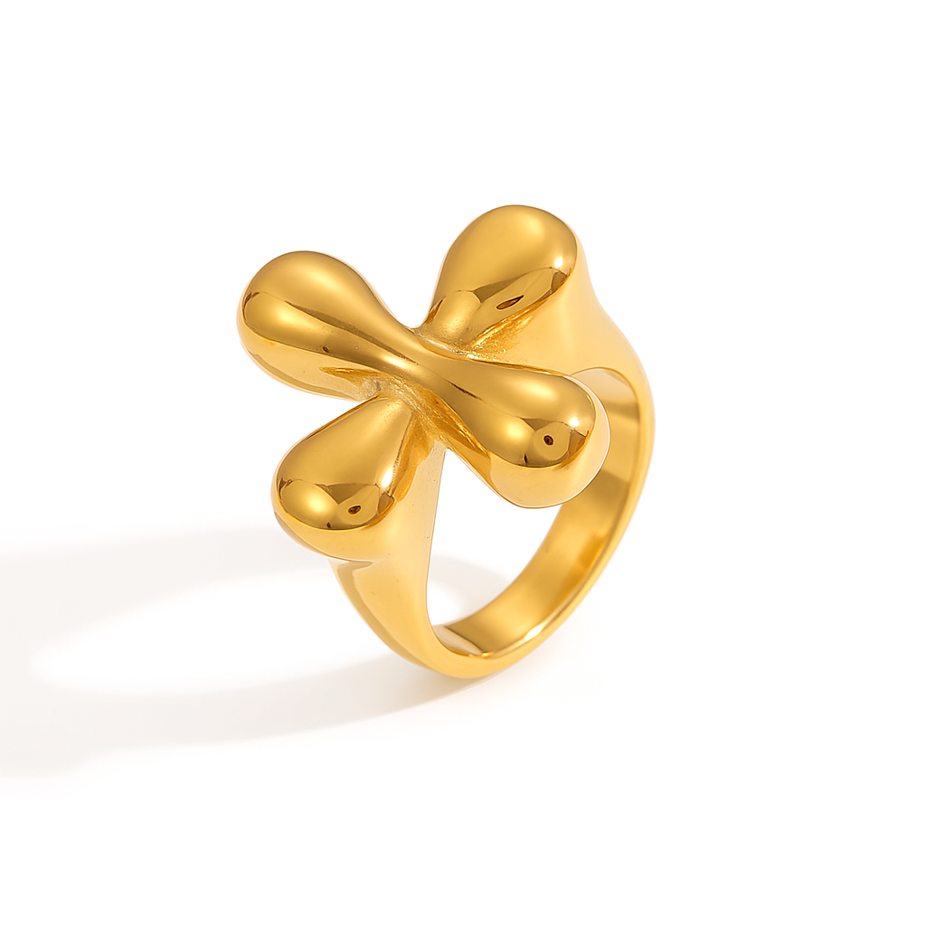 Bold Four-Petal Dome Ring - Gold Plated
