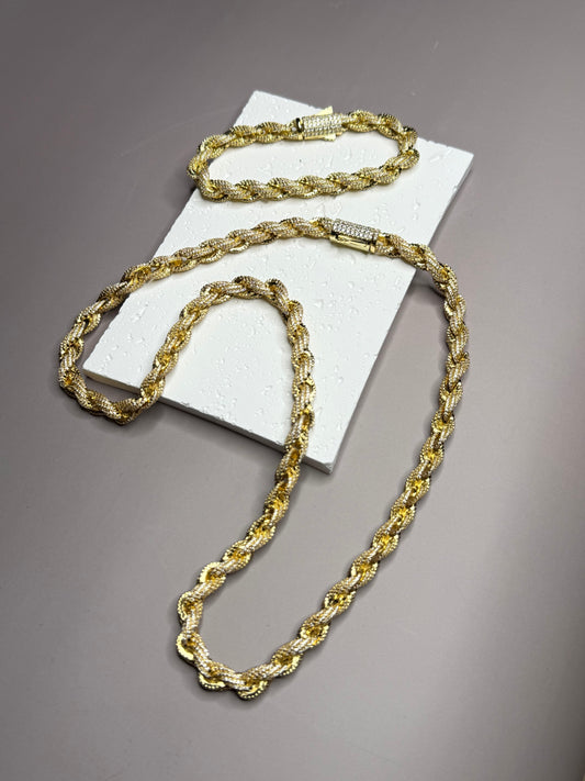 VVS1 Moissanite 8mm Tennis Cuban Rope Style Chain & Bracelet (Set) - DEAL OF THE DAY