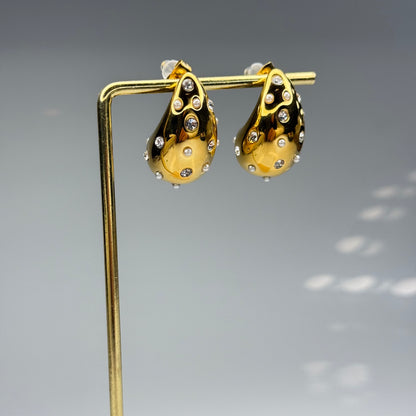 5A+ CZ Simple Teardrop Chunky Earrings - Gold Plated - DEAL OF THE DAY