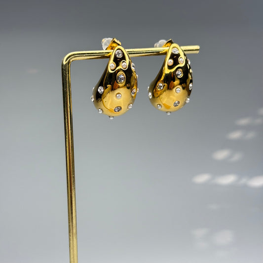 5A+ CZ Simple Teardrop Chunky Earrings - Gold Plated - DEAL OF THE DAY