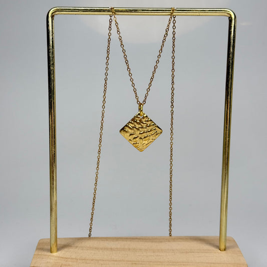 Hammered Square Pendant – Gold Plated - DEAL OF THE DAY