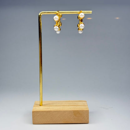 Circular Pearl Cluster Earrings – Gold Plated - DEAL OF THE DAY