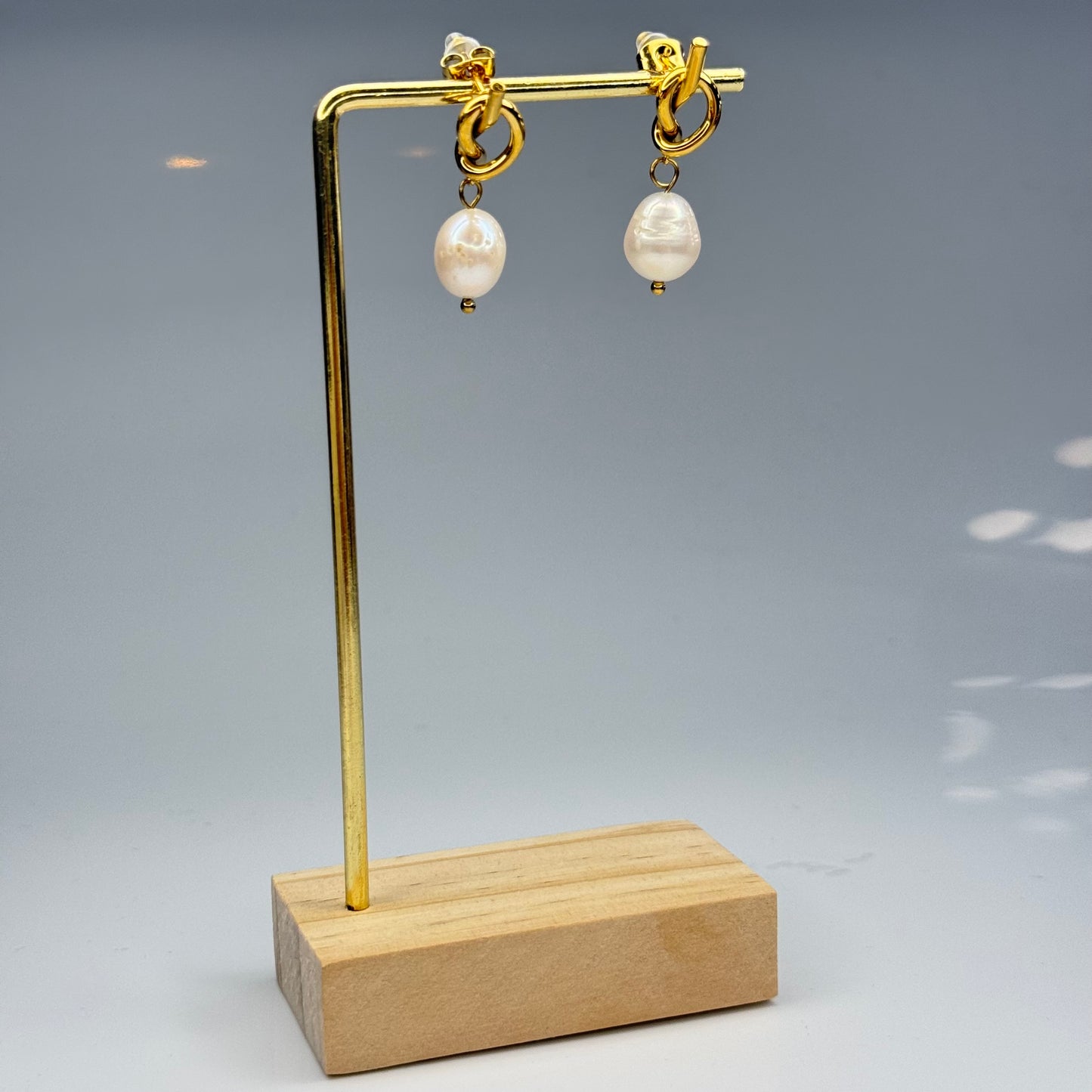 Baroque Pearl Knot Drop Earrings - Gold Plated - DEAL OF THE DAY