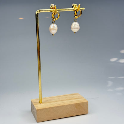 Baroque Pearl Knot Drop Earrings - Gold Plated - DEAL OF THE DAY