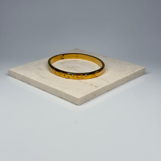 5A+ CZ Star-Set Open Bangle Bracelet – Gold Plated - DEAL OF THE DAY