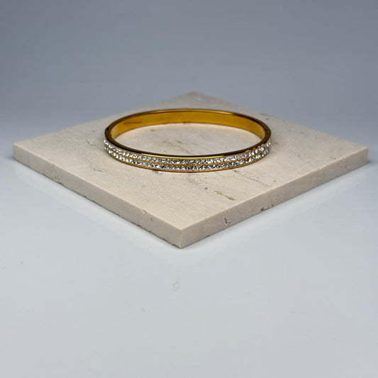 5A+ CZ Crystal Duo Strip Bangle Bracelet – Gold Plated - DEAL OF THE DAY