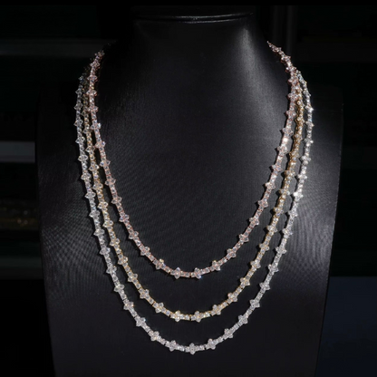 VVS1 Moissanite - 3mm Tennis Cross Chain