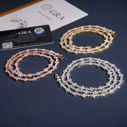 VVS1 Moissanite - 3mm Tennis Cross Chain