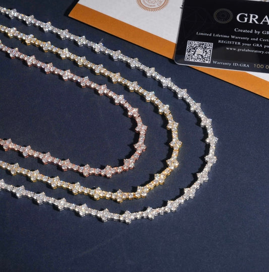 VVS1 Moissanite - 3mm Tennis Cross Chain