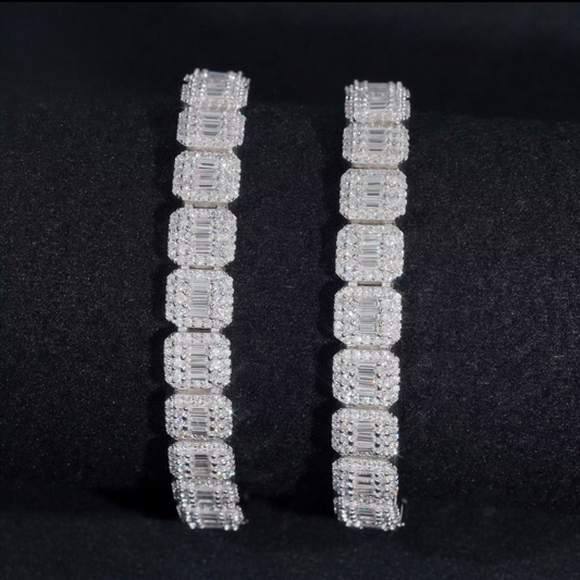 VVS1 Moissanite 9mm Baguette & Rounded Bracelet