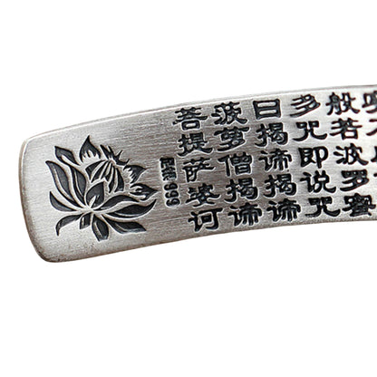 Cuff Bangle Engraved Heart Sutra Six-Character Mantra Bracelet