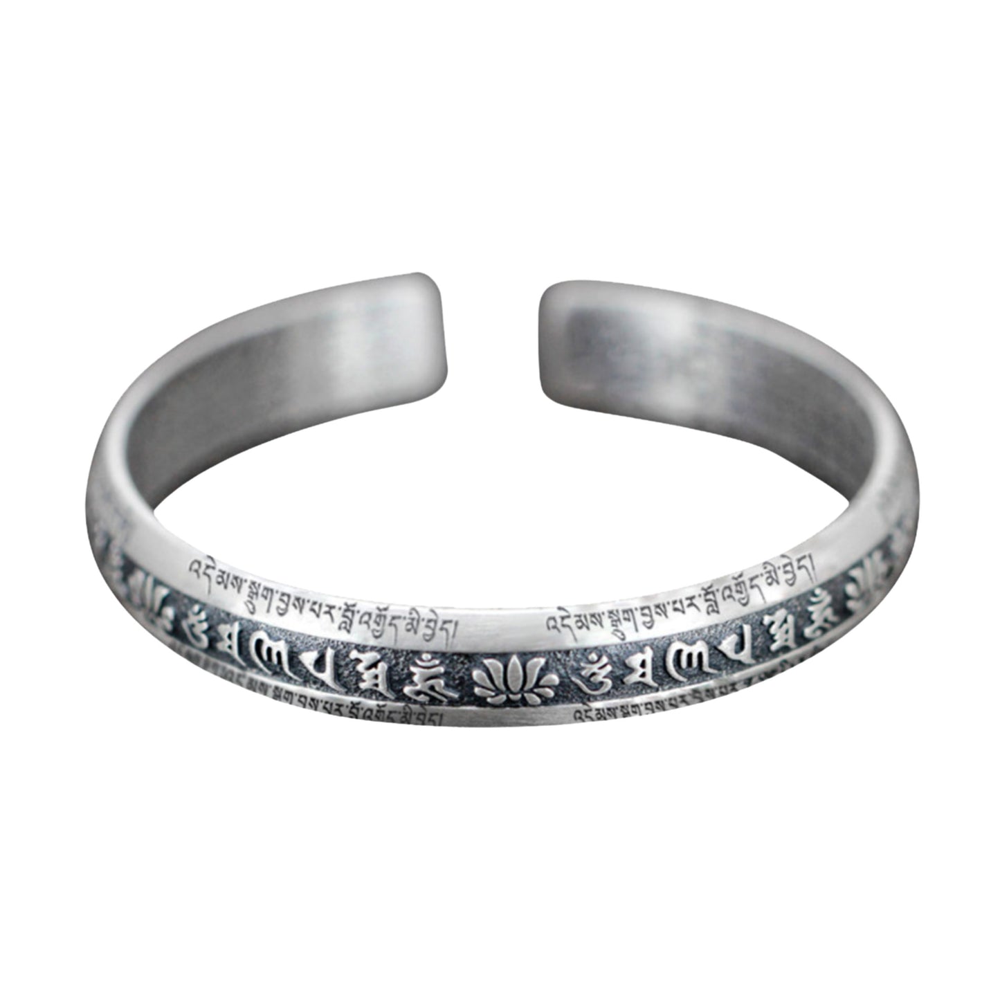 Cuff Bangle Engraved Heart Sutra Six-Character Mantra Bracelet