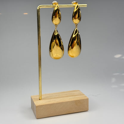 Polished Double Teardrop Statement Earrings - Gold Plated - DEAL OF THE DAY