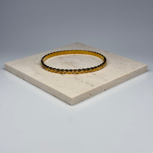 5A+ CZ Grid Tone Bangle Bracelet - Gold Plated - DEAL OF THE DAY
