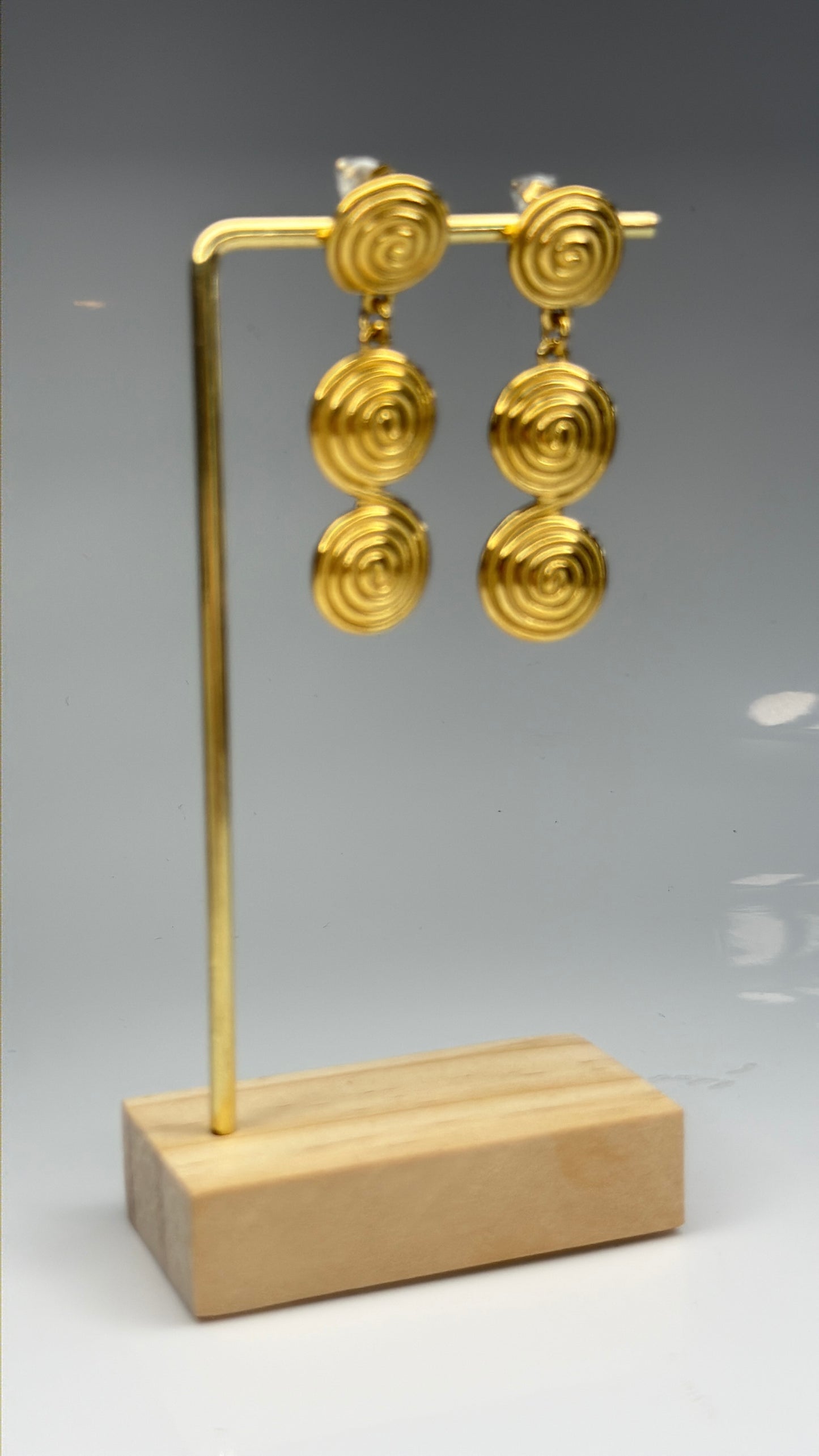 Triple Spiral Charms Earrings – Gold Plated - DEAL OF THE DAY