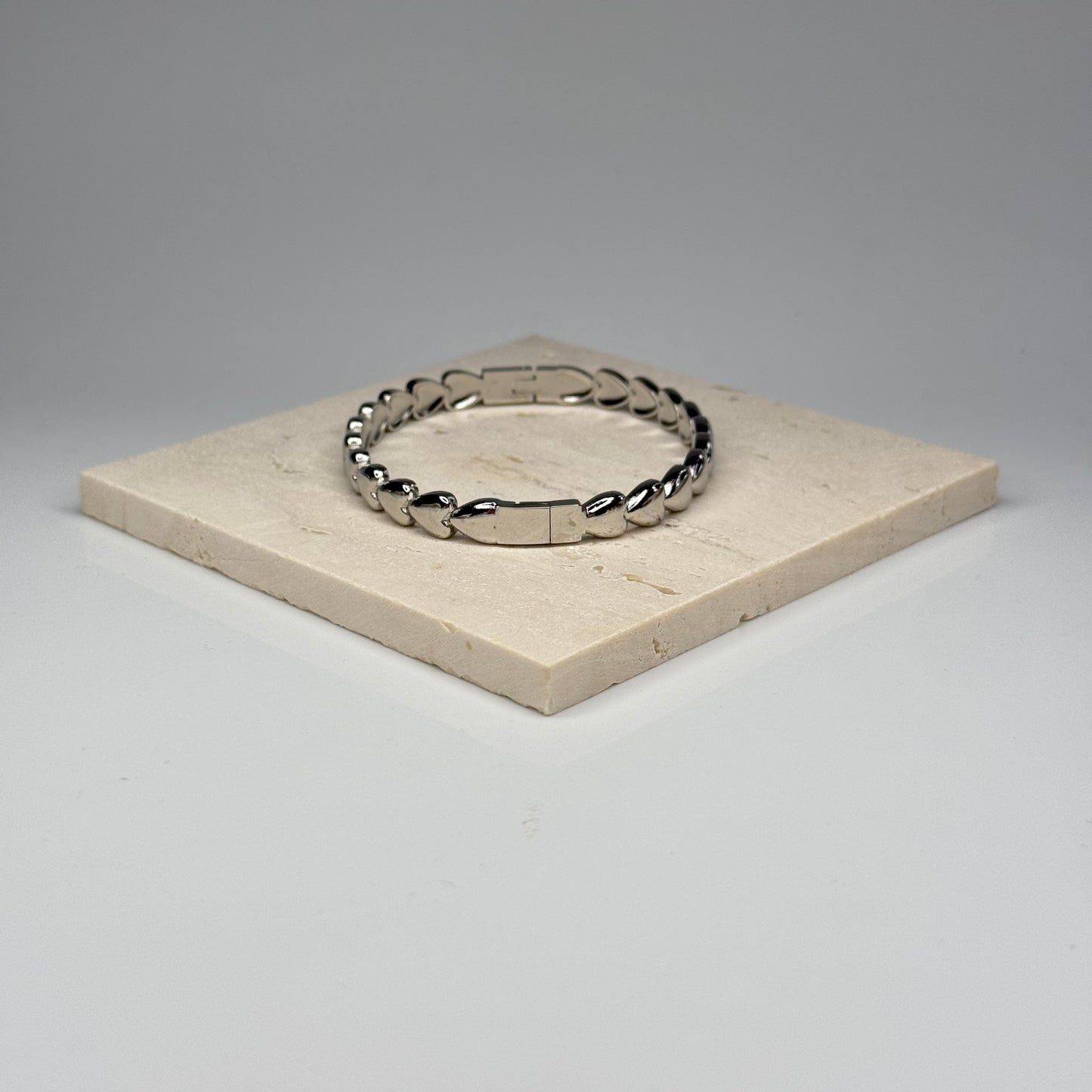 5A+ CZ Heart Link Bangle Bracelet - Gold Plated - DEAL OF THE DAY