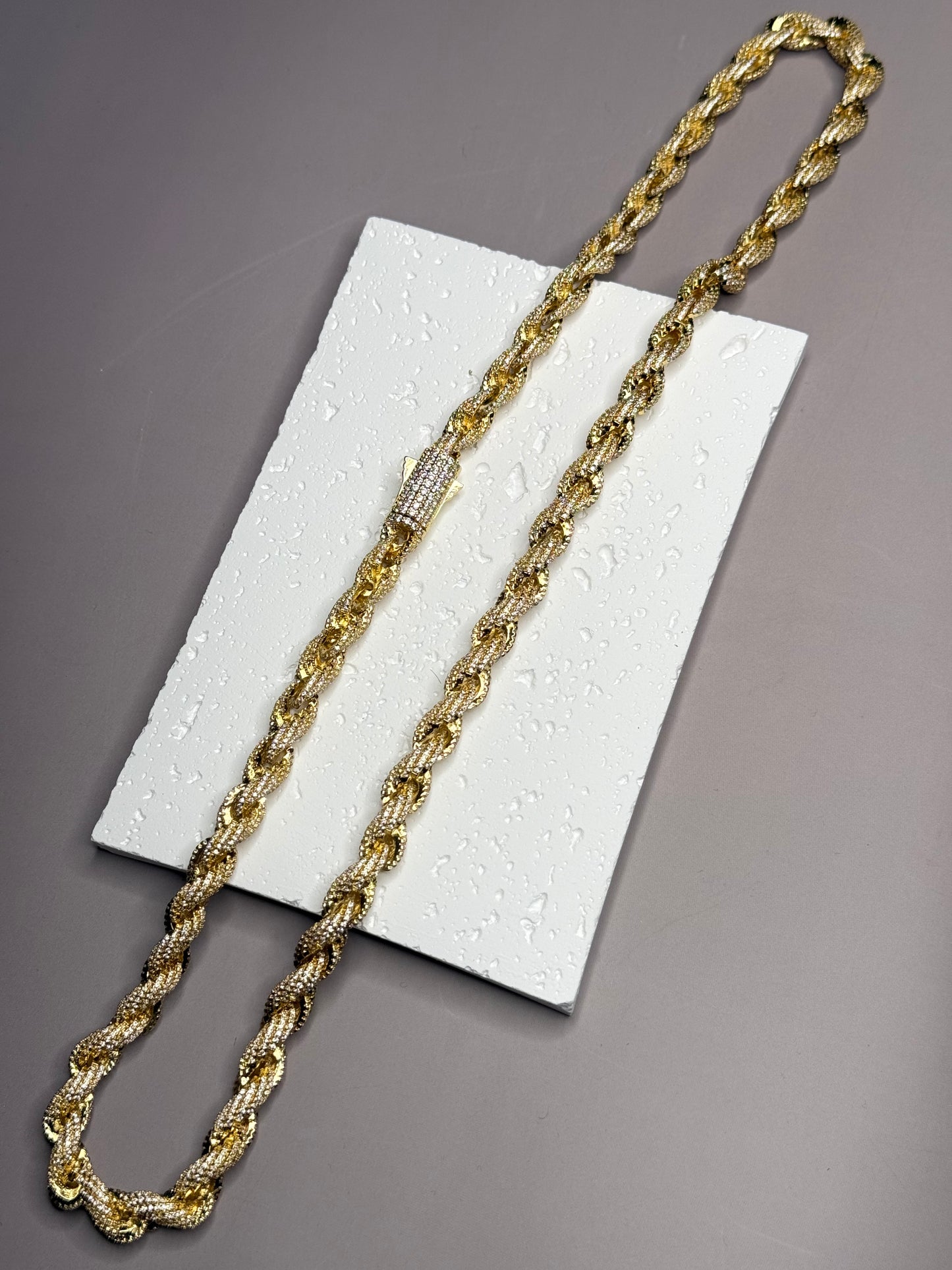 VVS1 Moissanite 8mm Tennis Cuban Rope Style Chain & Bracelet (Set) - DEAL OF THE DAY