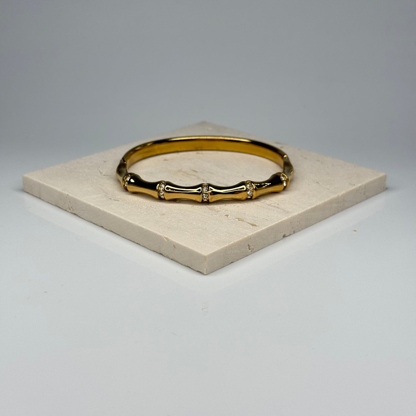 5A+ CZ Bamboo Style Bangle Bracelet - Gold Plated - DEAL OF THE DAY