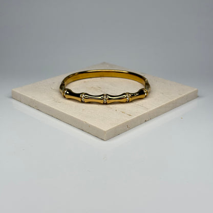 5A+ CZ Bamboo Style Bangle Bracelet - Gold Plated - DEAL OF THE DAY