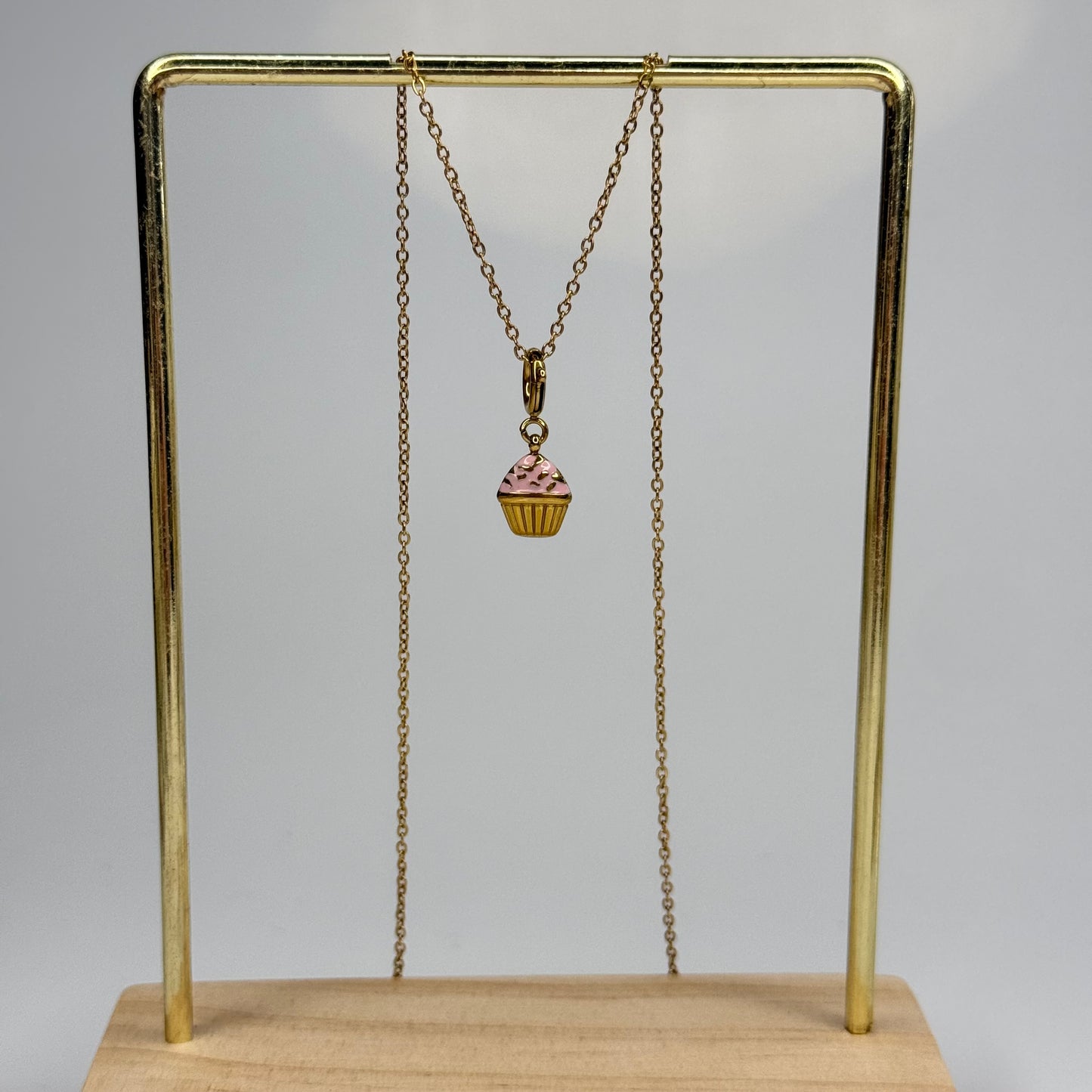 Pink Cupcake Pendant – Gold Plated - DEAL OF THE DAY