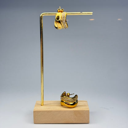 Pave Chunky Hoop Earrings – Gold Plated - DEAL OF THE DAY