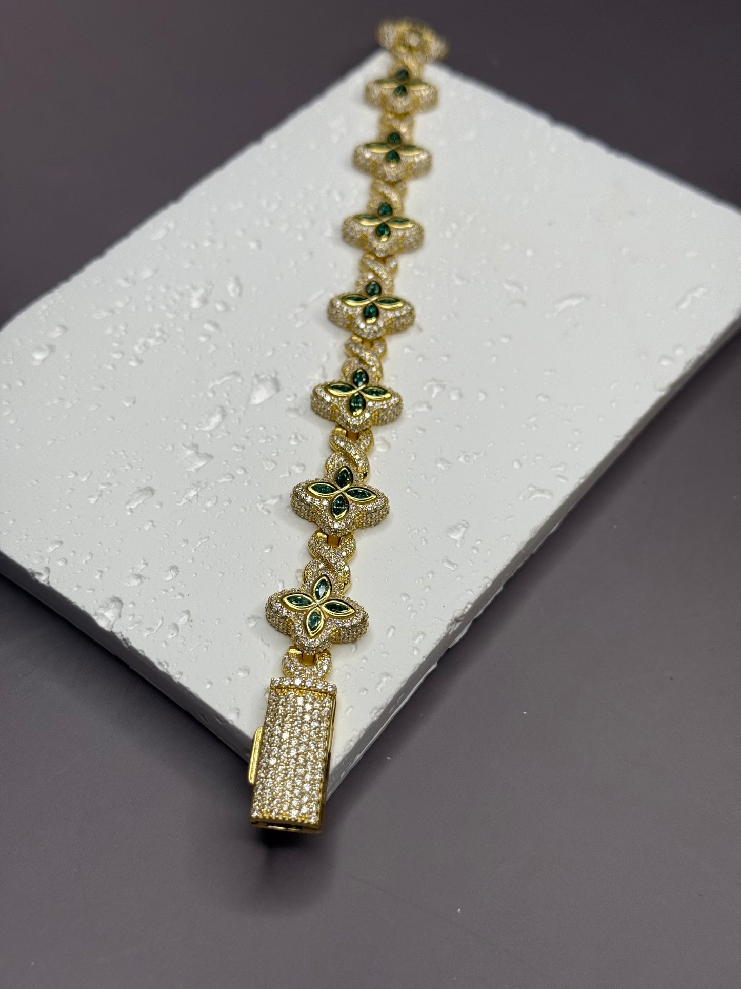 VVS1 Moissanite 15mm Marquise Flower Four Leaf Clover Bracelet - DEAL OF THE DAY