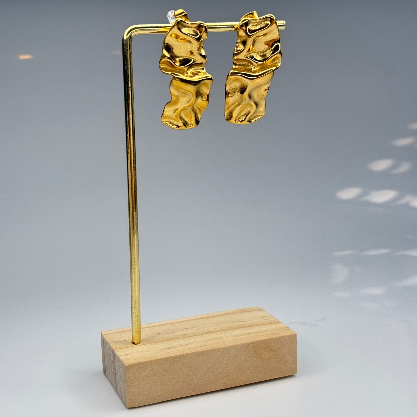 Hammered Liquid Gold Dangle Earrings - Gold Plated - DEAL OF THE DAY