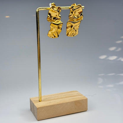 Hammered Liquid Gold Dangle Earrings - Gold Plated - DEAL OF THE DAY