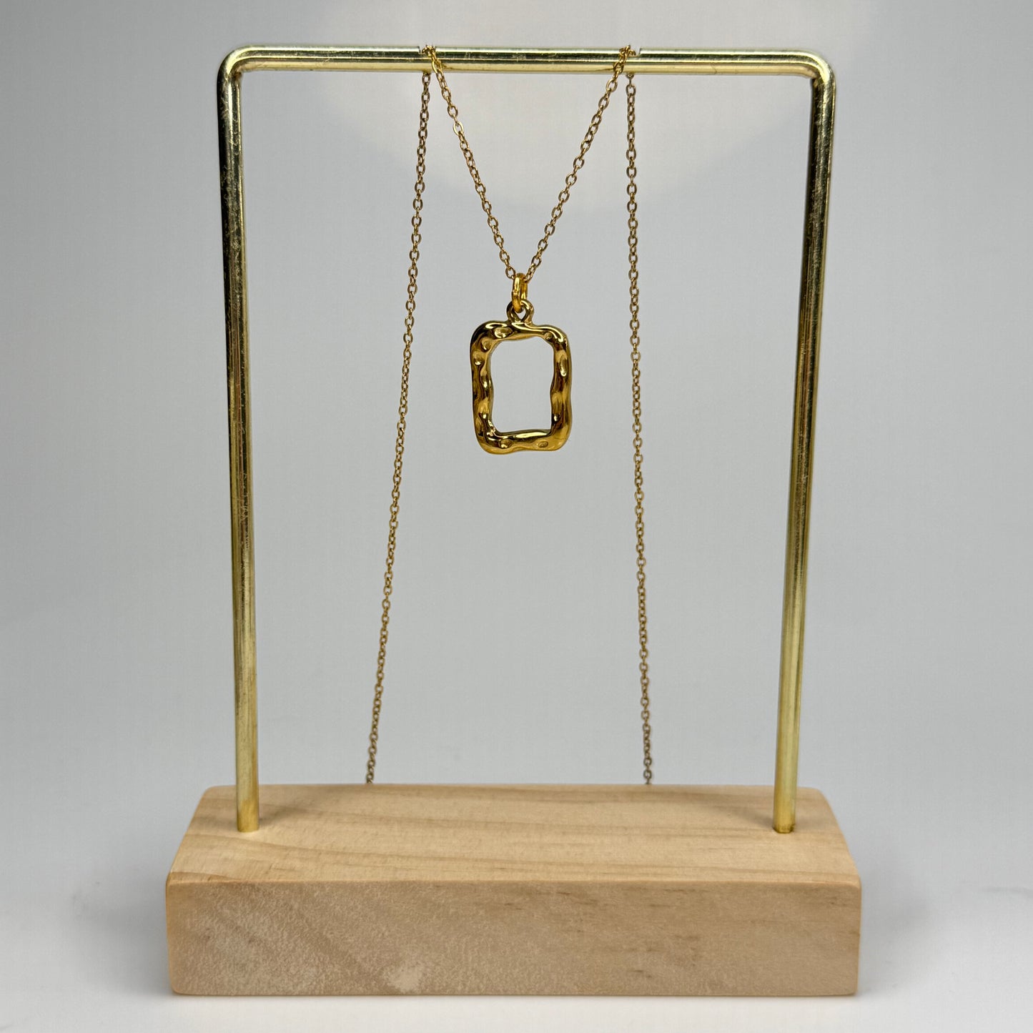Rippled Square Frame Pendant – Gold Plated - DEAL OF THE DAY