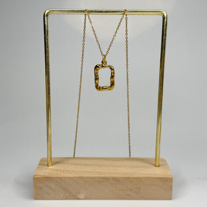 Rippled Square Frame Pendant – Gold Plated - DEAL OF THE DAY