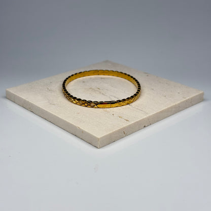 5A+ CZ Grid Tone Bangle Bracelet - Gold Plated - DEAL OF THE DAY